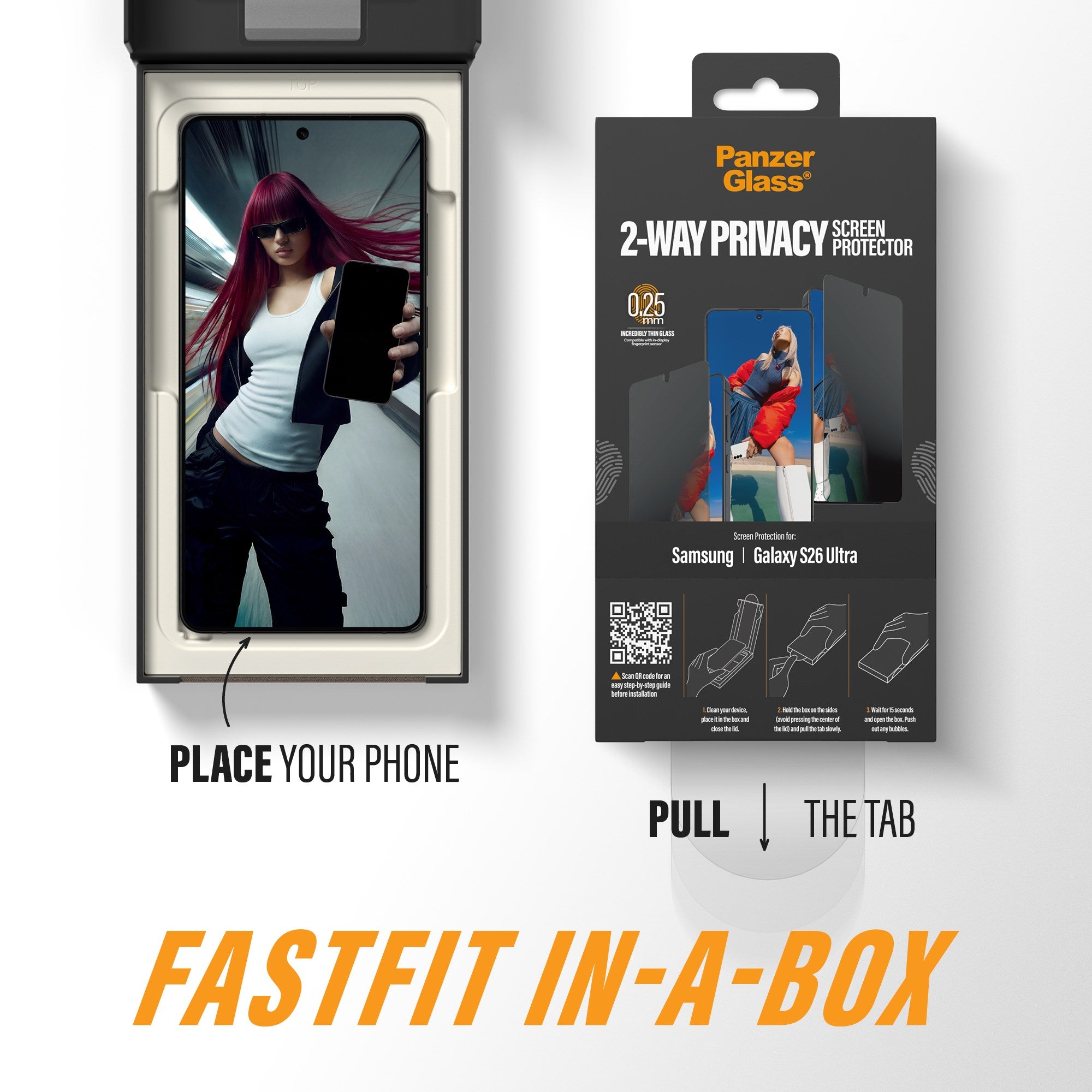 PanzerGlass® 2-Way Privacy Screen Protector Samsung Galaxy S26 Ultra | Ultra-Wide Fit w. FASTFIT IN-A-BOX